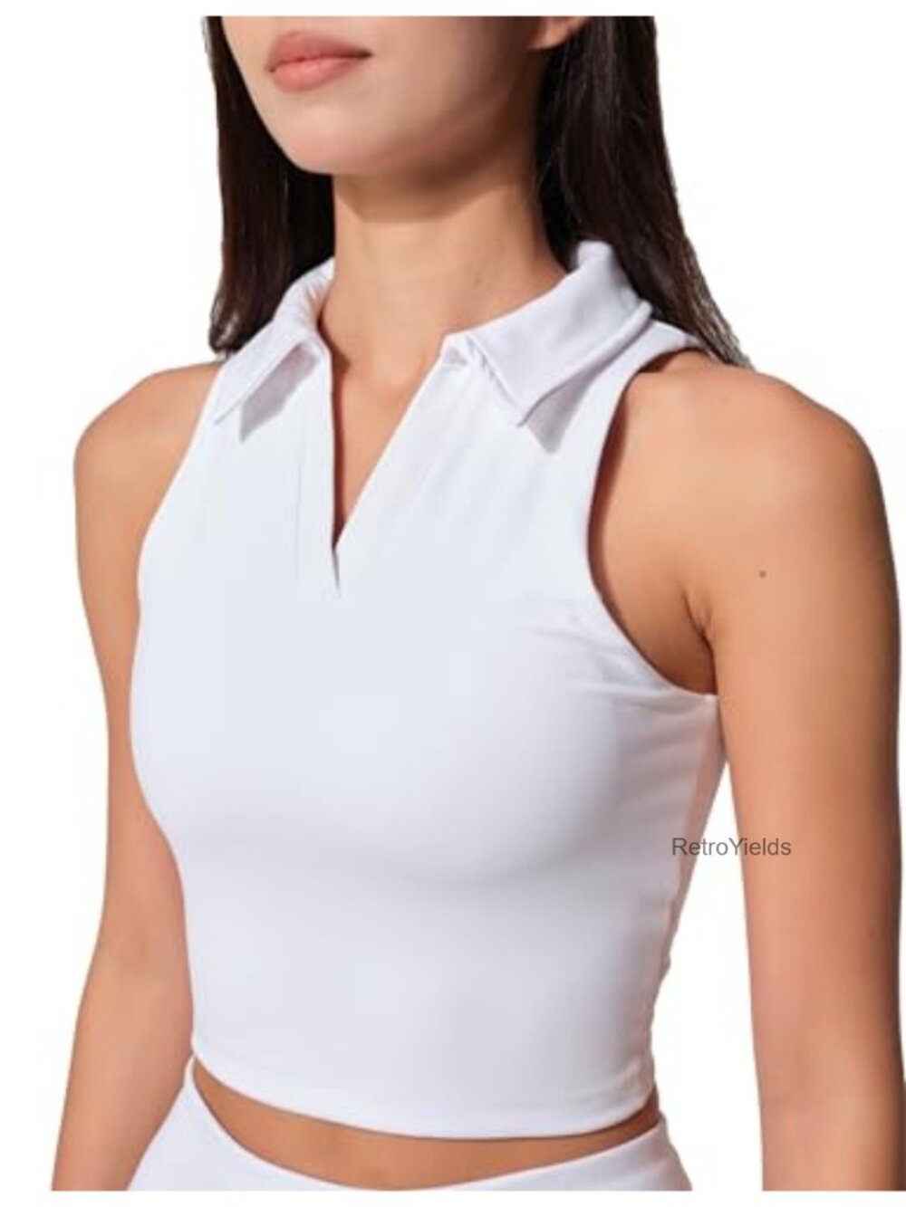 Sleeveless Women's Golf Polo Tank Top Athletic Cropped Workout Top